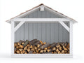 Abri à bûches - Bois - 230 x 90 x 180 cm - Blanc-Gris - Style rustique