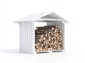 Abri à bûches - Bois - 240 x 100 x 190 cm - Blanc-Gris - Style rustique