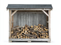 Abri à bûches - Bois - 220 x 90 x 170 cm - Gris-Noir - Style rustique