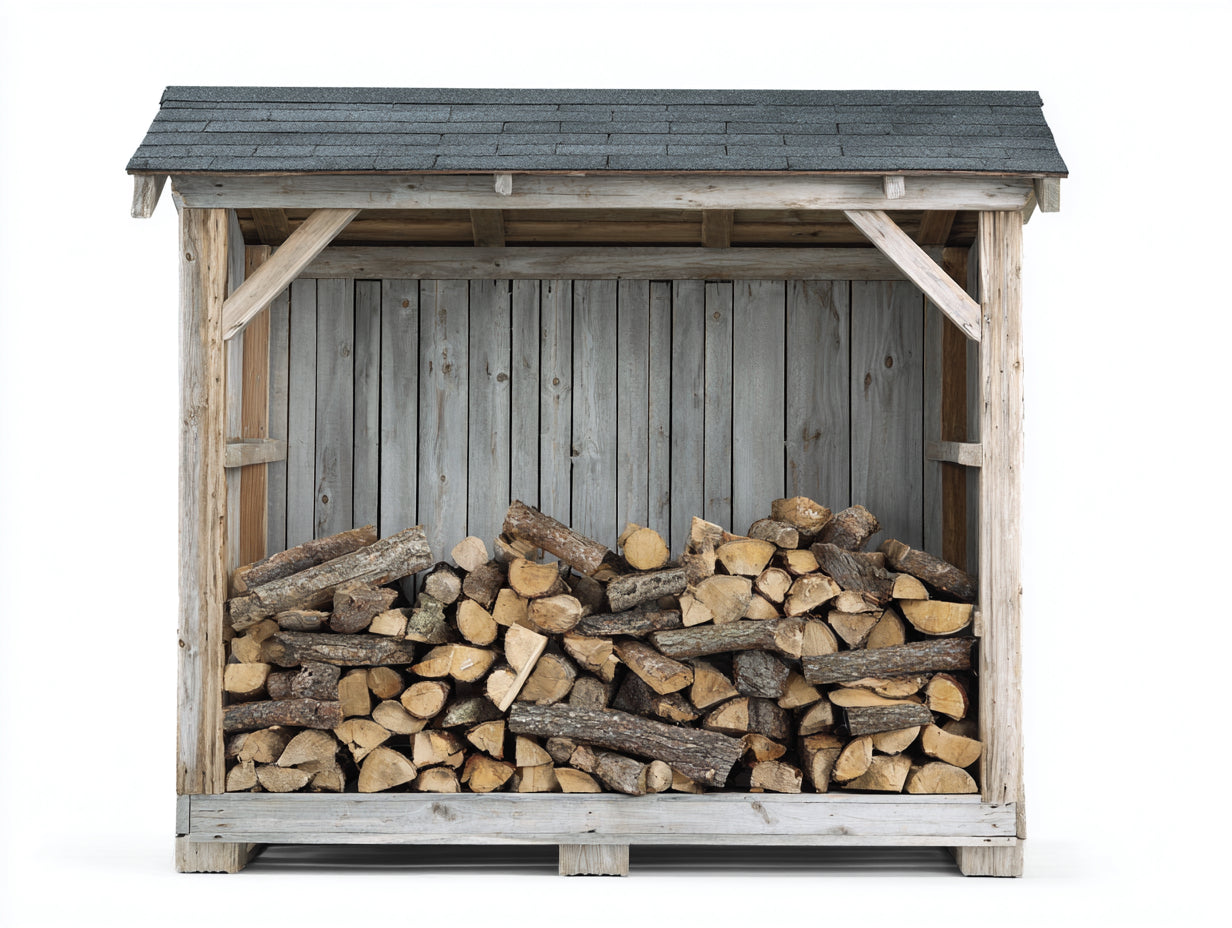 Abri à bûches - Bois - 220 x 90 x 170 cm - Gris-Noir - Style rustique