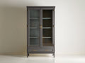 Vitrine - Bois-Verre-Métal - 95 x 42 x 190 cm - Gris anthracite - Style classique