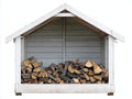Abri à bûches - Bois - 200 x 90 x 170 cm - Blanc-Gris - Style rustique