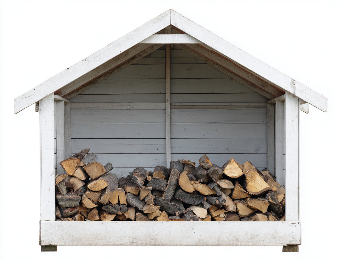Abri à bûches - Bois - 200 x 90 x 170 cm - Blanc-Gris - Style rustique