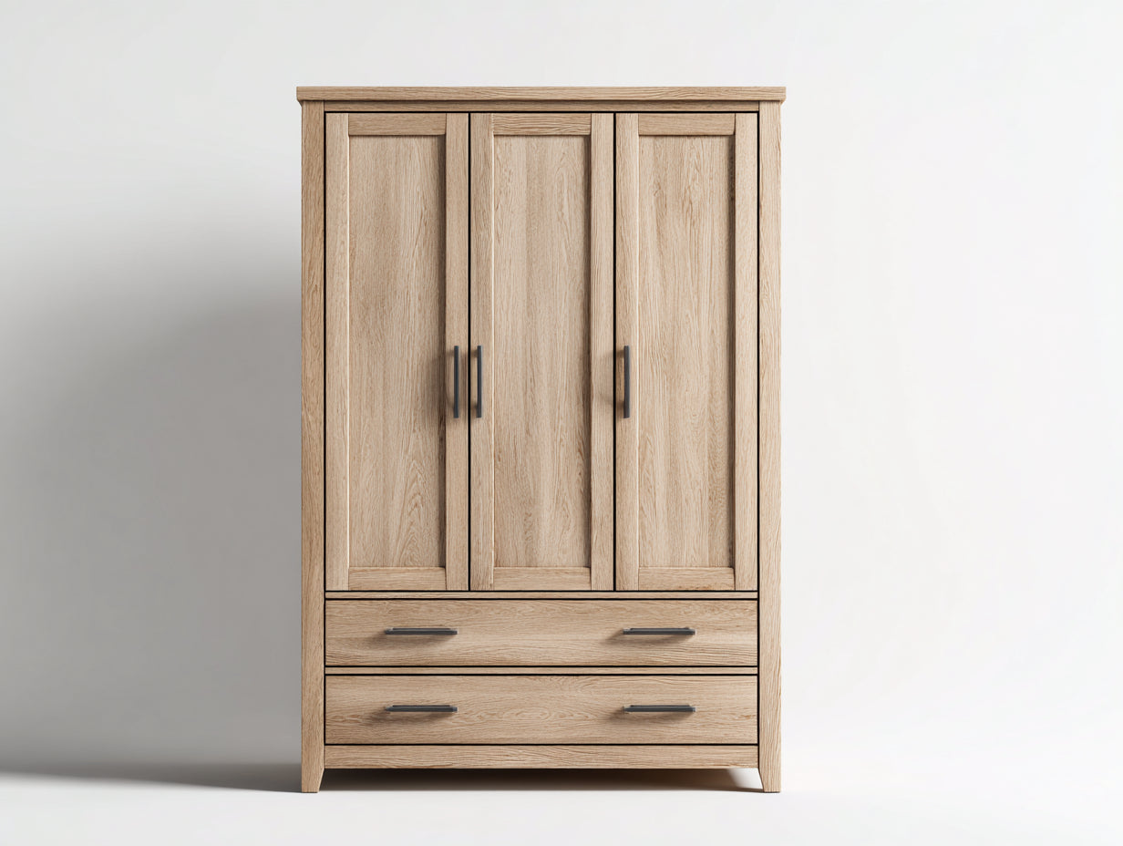 Armoire - Bois - 140 x 60 x 210 cm - Chêne clair - Style classique