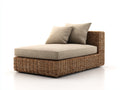 Bain de soleil - rotin-tissu - 200 x 110 x 80 cm - marron-beige - style naturel moderne