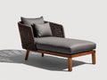 Bain de soleil - rotin-tissu-bois - 190 x 95 x 85 cm - marron-gris foncé - style naturel contemporain