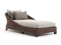 Bain de soleil - rotin-tissu-bois - 200 x 100 x 82 cm - marron-gris clair - style naturel contemporain