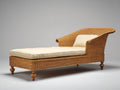 Bain de soleil - rotin-tissu-bois - 205 x 95 x 88 cm - marron-beige - style naturel classique