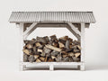 Abri à bûches - Bois - 180 x 80 x 150 cm - Blanc-Gris - Style rustique