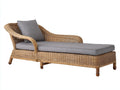 Bain de soleil - rotin-tissu - 210 x 95 x 85 cm - marron-gris - style naturel