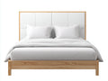 Lit double - Bois-tissu-mousse - 210 x 170 x 120 cm - Bois naturel-Blanc - Style scandinave moderne