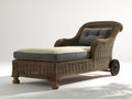 Bain de soleil - rotin-tissu-bois - 200 x 100 x 88 cm - marron-gris - style naturel classique
