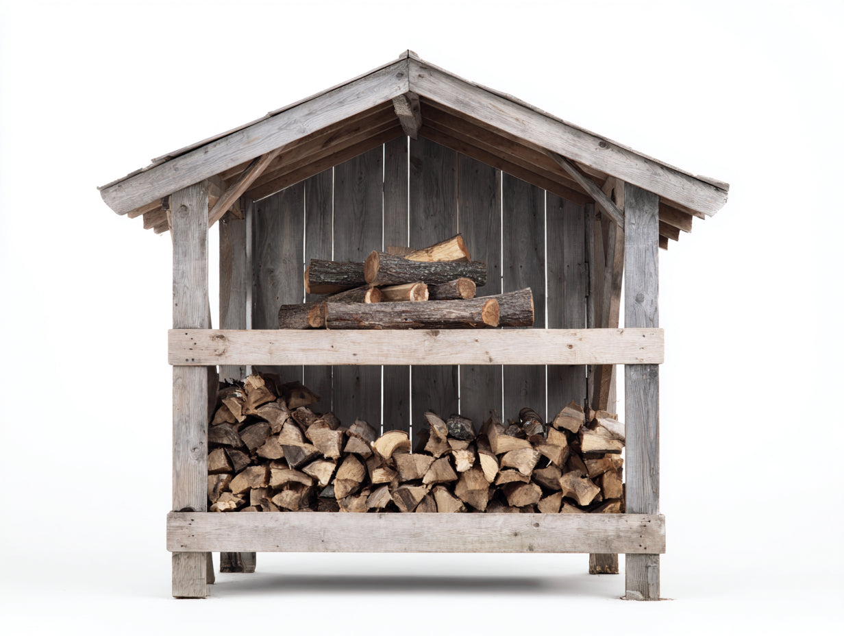 Abri à bûches - Bois - 160 x 80 x 160 cm - Gris naturel - Style rustique
