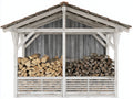 Abri à bûches - Bois - 260 x 100 x 190 cm - Blanc-Gris - Style rustique