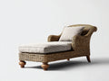 Bain de soleil - rotin-tissu-bois - 195 x 90 x 90 cm - marron-gris clair - style naturel classique