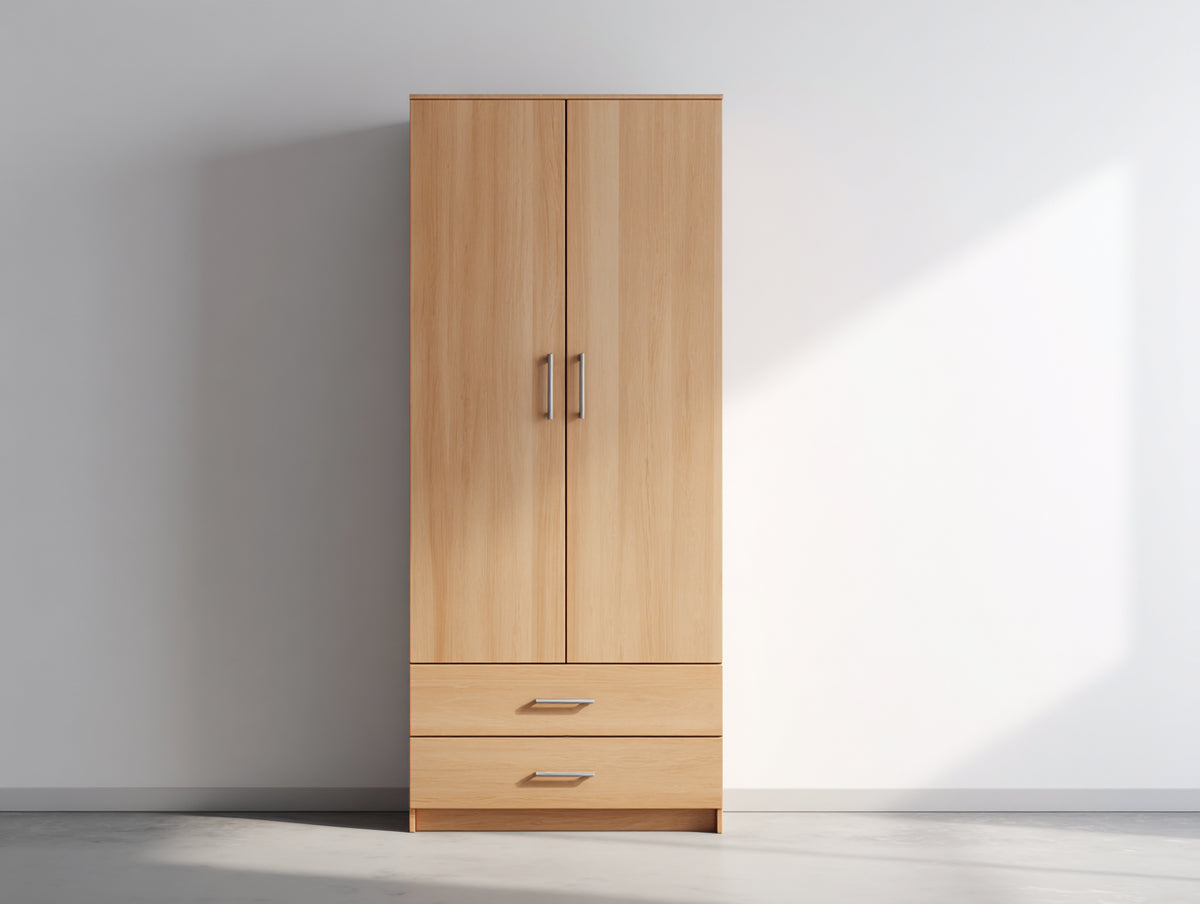 Armoire - Bois - 80 x 50 x 180 cm - Chêne clair - Style minimaliste