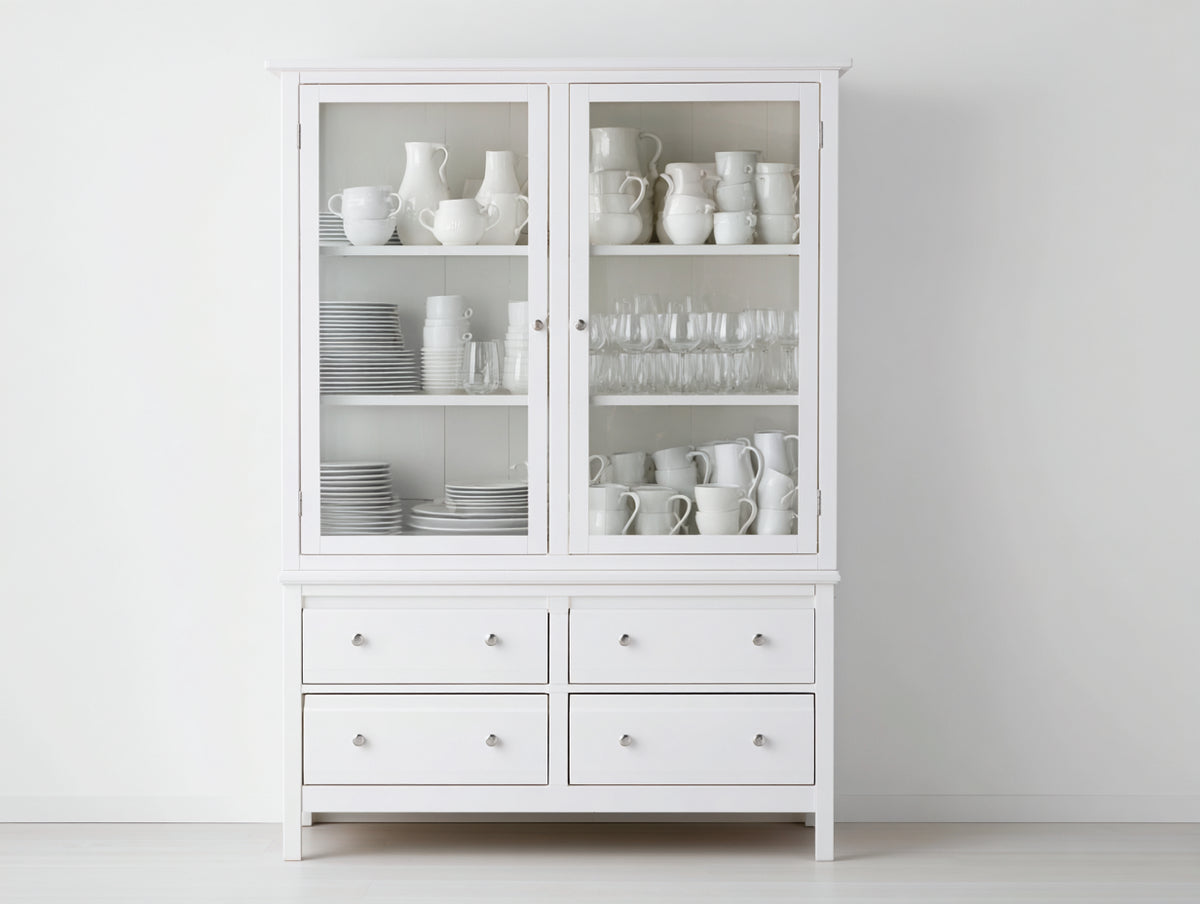 Vitrine - Bois-Verre - 120 x 45 x 190 cm - Blanc - Style scandinave