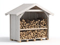 Abri à bûches - Bois - 220 x 100 x 180 cm - Blanc-Gris - Style rustique