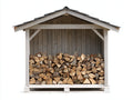 Abri à bûches - Bois - 220 x 100 x 180 cm - Blanc-Gris - Style rustique