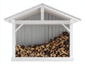 Abri à bûches - Bois - 220 x 80 x 170 cm - Blanc-Gris - Style rustique