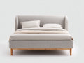 Lit double - Bois-tissu-mousse - 220 x 190 x 118 cm - Gris beige - Style scandinave moderne